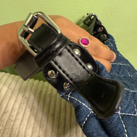 Blue denim Cannage Pattern Zippered Bag - Picture 7 of 9